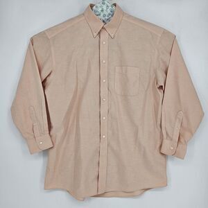 Roundtree & Yorke Shirt Mens 16.5 34 Peach Gold Label Non Iron Oxford Button